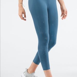 Fabletics High-Waisted SculptKnit® Eyelet 7/8 Blue Iron